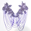 WDP-297 Keering Pink Flower Rhinestone Appliques Elegant Rhinestone Fringe Shoulder Patch for Prom Dresses