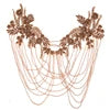 WDP-297 Keering Pink Flower Rhinestone Appliques Elegant Rhinestone Fringe Shoulder Patch for Prom Dresses