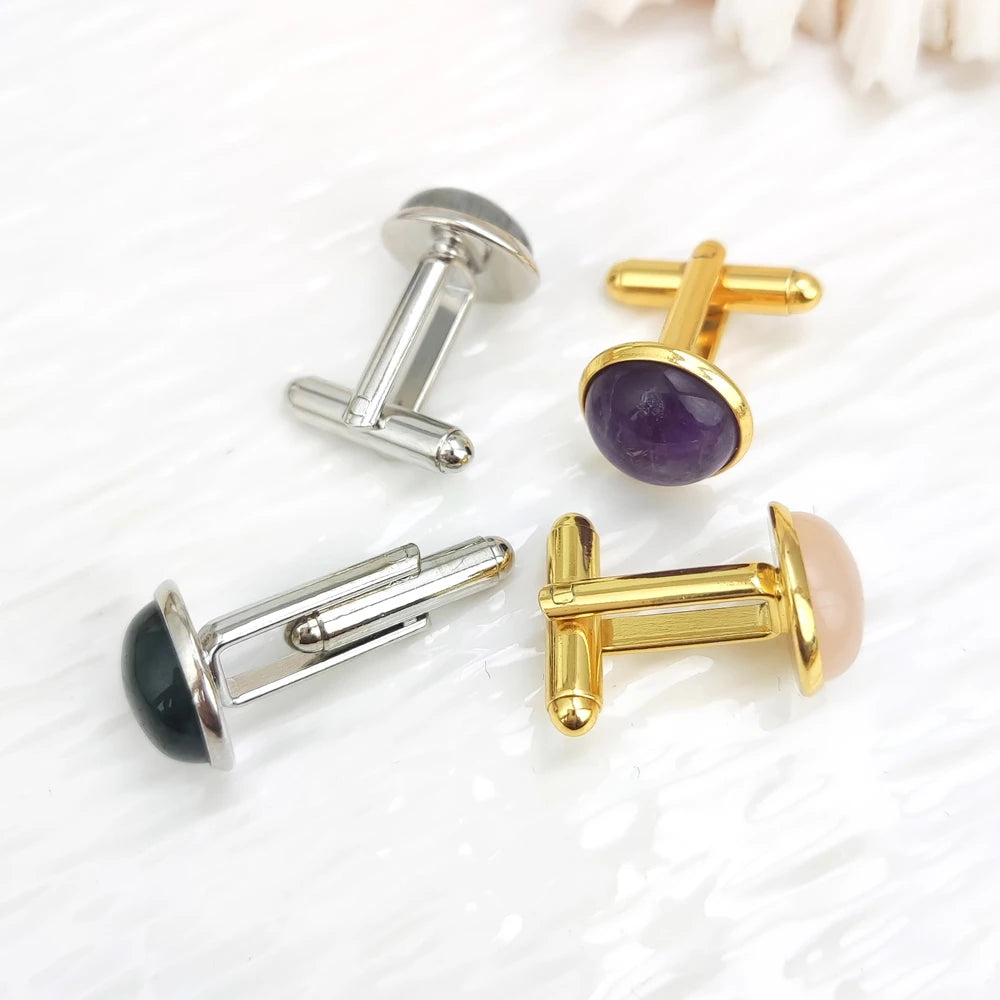 Cross-Border Special Men's French Shirt with Gold Plated Citrine Lapis Lazuli Crystal Fashion Cuffpins Casual Cufflinks Weddings