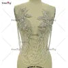 WDP-297 Keering Pink Flower Rhinestone Appliques Elegant Rhinestone Fringe Shoulder Patch for Prom Dresses