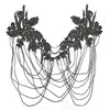 WDP-297 Keering Pink Flower Rhinestone Appliques Elegant Rhinestone Fringe Shoulder Patch for Prom Dresses