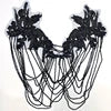 WDP-297 Keering Pink Flower Rhinestone Appliques Elegant Rhinestone Fringe Shoulder Patch for Prom Dresses