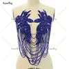 WDP-297 Keering Pink Flower Rhinestone Appliques Elegant Rhinestone Fringe Shoulder Patch for Prom Dresses