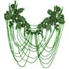 WDP-297 Keering Pink Flower Rhinestone Appliques Elegant Rhinestone Fringe Shoulder Patch for Prom Dresses