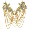 WDP-297 Keering Pink Flower Rhinestone Appliques Elegant Rhinestone Fringe Shoulder Patch for Prom Dresses