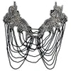 WDP-297 Keering Pink Flower Rhinestone Appliques Elegant Rhinestone Fringe Shoulder Patch for Prom Dresses