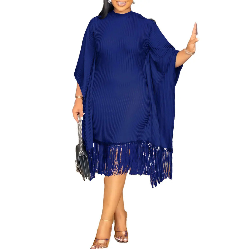 African Dresses For Women Elegant Dashiki 2025 Spring Autumn Tassel Sequin Dress Ladies Traditional Africa Clothing Fairy Dress