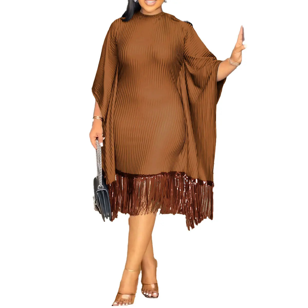 African Dresses For Women Elegant Dashiki 2025 Spring Autumn Tassel Sequin Dress Ladies Traditional Africa Clothing Fairy Dress