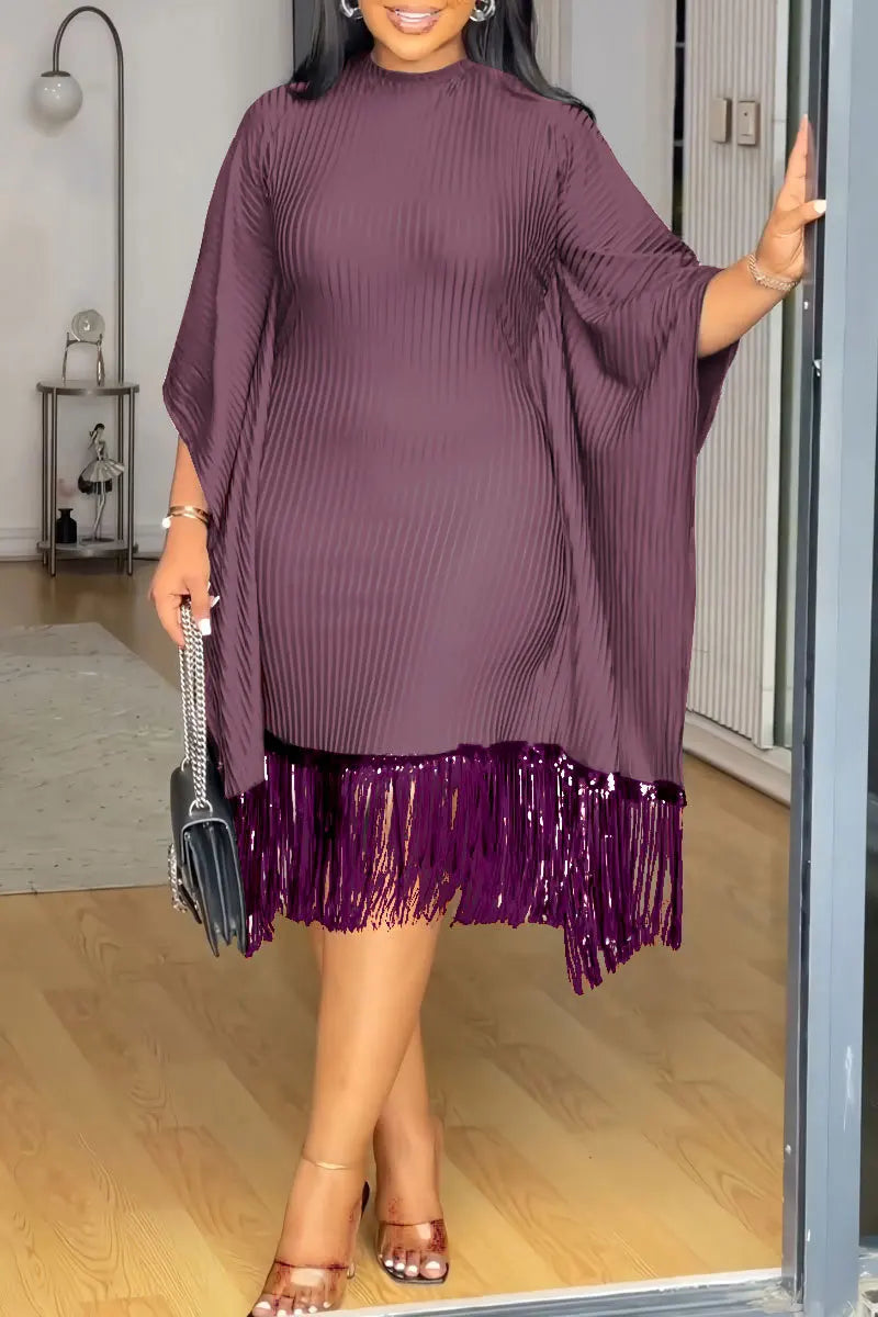 African Dresses For Women Elegant Dashiki 2025 Spring Autumn Tassel Sequin Dress Ladies Traditional Africa Clothing Fairy Dress