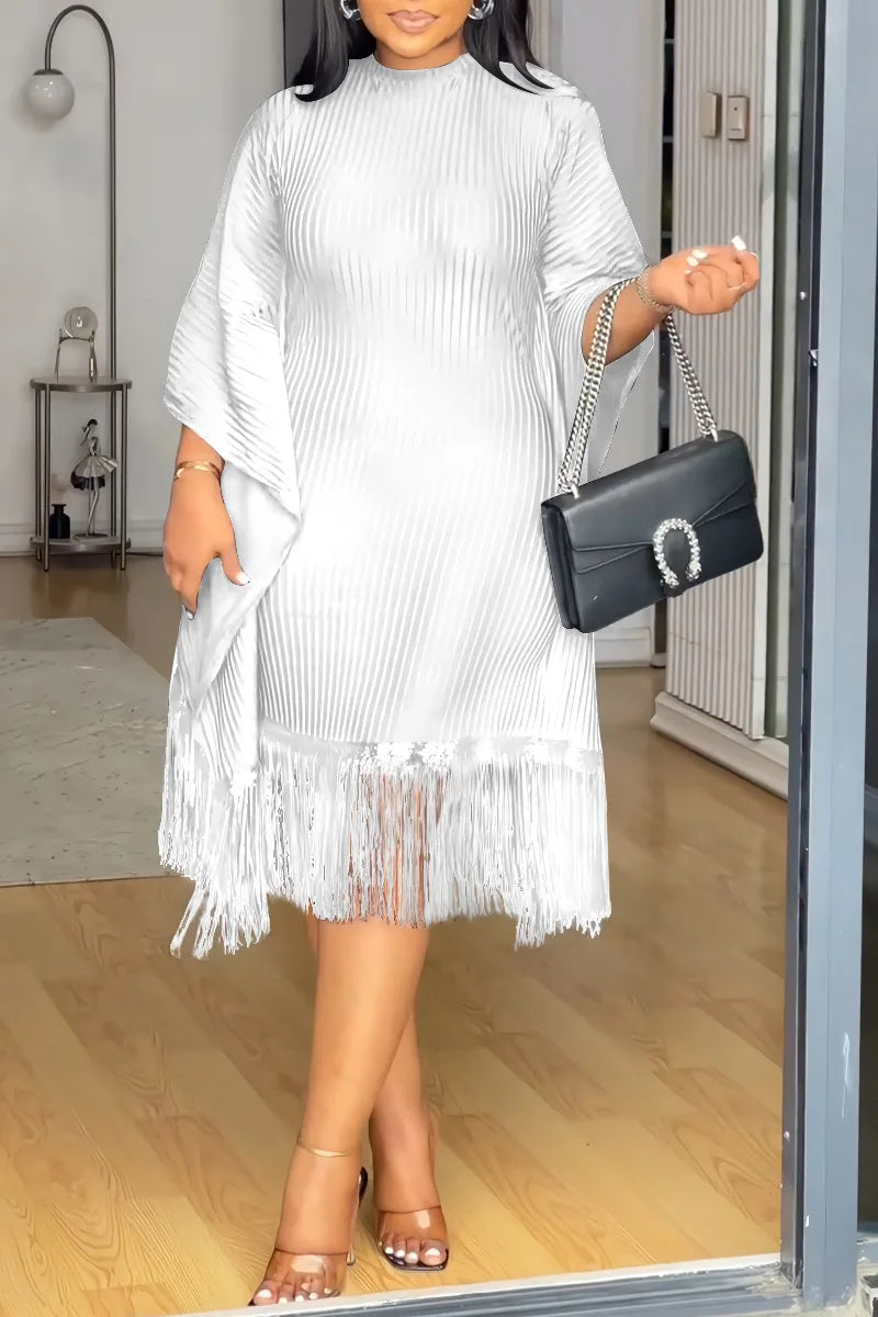 African Dresses For Women Elegant Dashiki 2025 Spring Autumn Tassel Sequin Dress Ladies Traditional Africa Clothing Fairy Dress