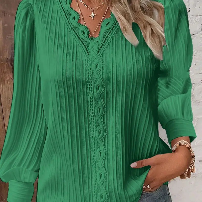 Women Red Striped Women's Blouses Fashion Solid V-neck Casual Long Sleeve Tops Elegant Office Shirts Female Slim Blusas