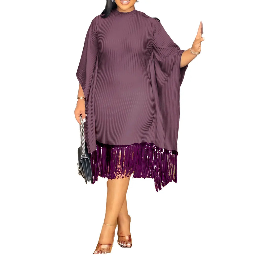 African Dresses For Women Elegant Dashiki 2025 Spring Autumn Tassel Sequin Dress Ladies Traditional Africa Clothing Fairy Dress