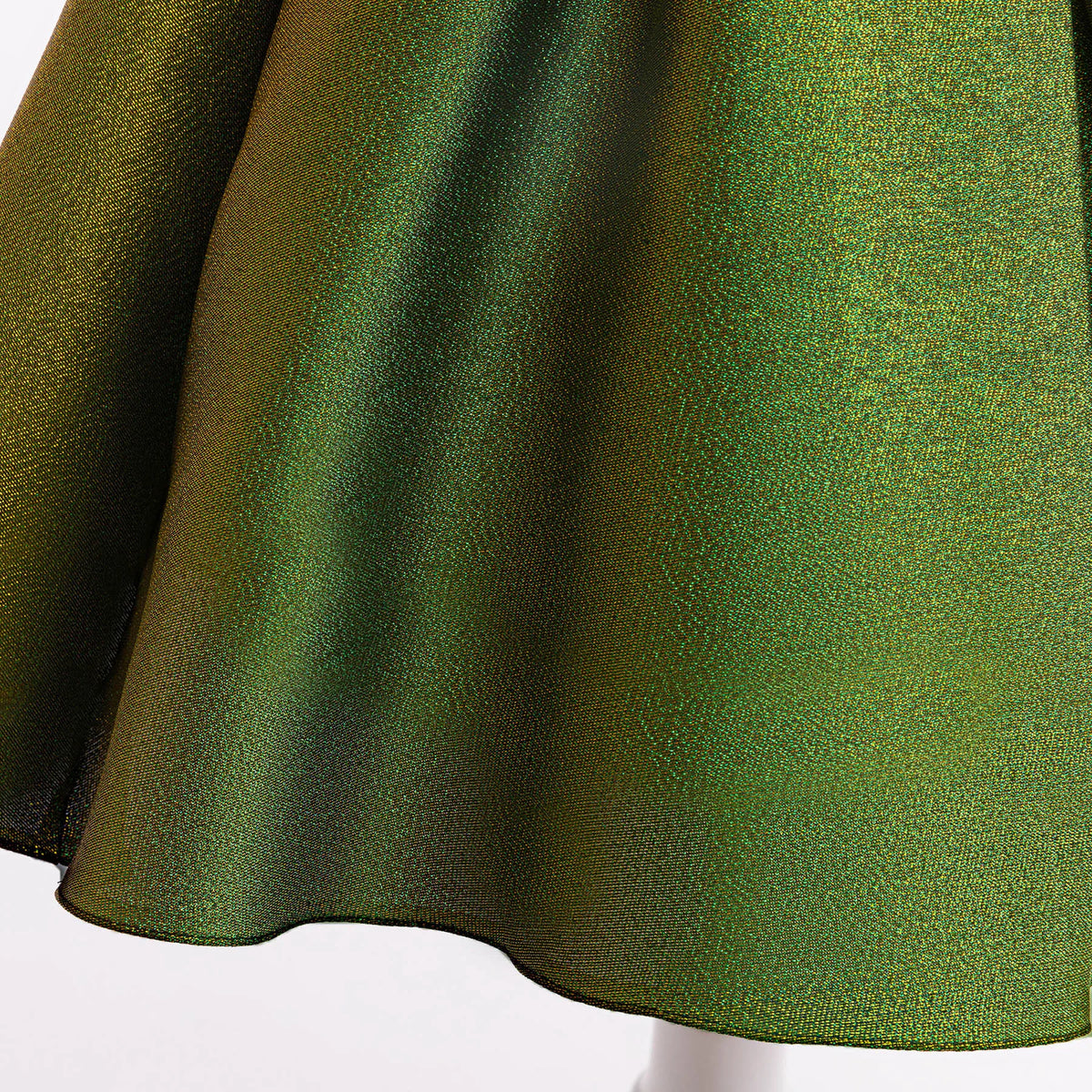 HETISO Girls Halloween Green Dress Shiny Ruffle Sleeve Kids Costume Children's Masquerade Elegant Party Dresses for Performance