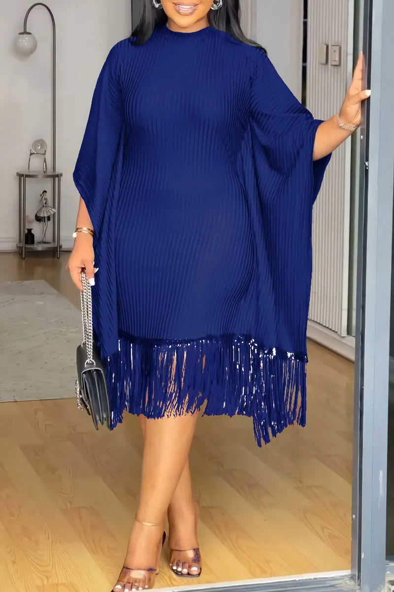African Dresses For Women Elegant Dashiki 2025 Spring Autumn Tassel Sequin Dress Ladies Traditional Africa Clothing Fairy Dress