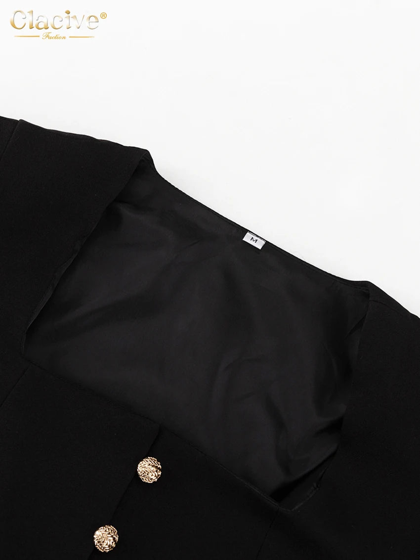 Clacive Bodycon Black Office Women's Shirt Fashion Square Collar Long Sleeve Shirts Elegant Classic Solid Tops Female Clothing